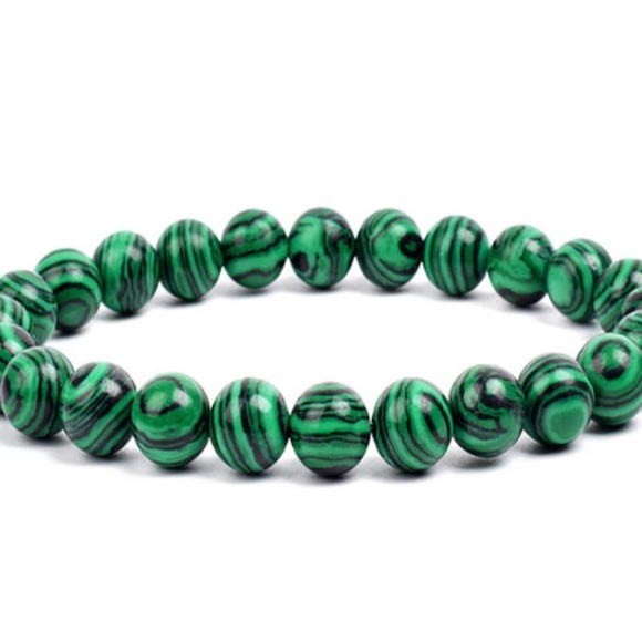 8mm Natural Malachite Bracelet - Picture 1 of 4